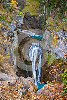 Cascada del Estrecho waterfall in Ordesa valley Pyrenees Spain photo