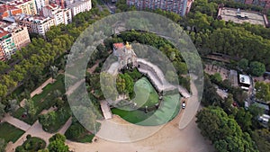 Cascada del Parc de la Ciutadella, Barcelona, Spain. Aerial View of Fountain