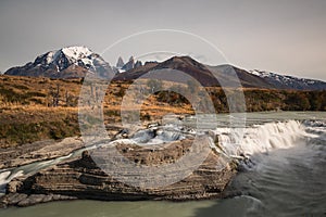 Cascada del Rio Paine at Torres del Paine National Park photo