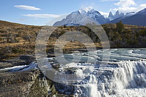 Cascada Paine in Torres del Paine, Chile photo