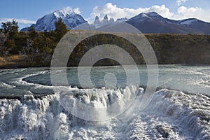 Cascada Paine in Torres del Paine National Park, Chile photo