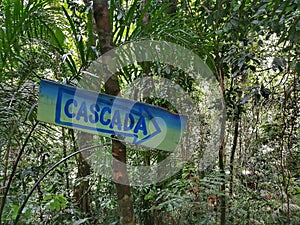 Cascada sign in El Cielo jungle in Capurgana. Choco. Colombia. photo