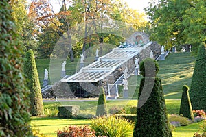 Cascade `Chess Mountain` in Peterhof. St. Petersburg.