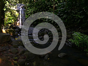 cascade de bis, tropical waterfall in the caribbean jungle, guadeloupe photo