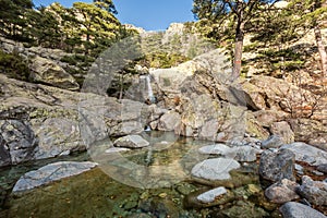 Cascade des Anglais waterfall near Vizzavona in Corsica