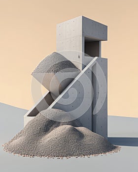 cascade of effulgent gravel weaving through rugged mountain passes. Podium, empty showcase for packaging product photo