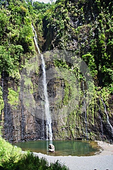 Cascade and falls, Tahiti island, Tahiti, French polynesia, close to Bora-Bora