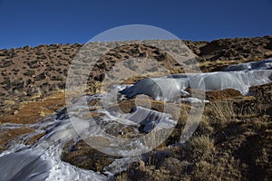 Cascade of frozen water on the Altiplano