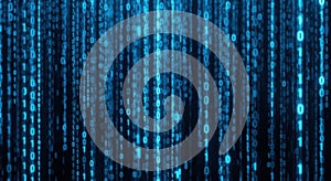 Digital stream of binary code isolated on transparent background