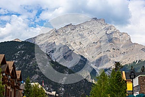 Cascade Mountain as seen from town of Banff in the Canadian Rockies of Canada