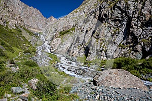 Cascade of river in Kirgizstan
