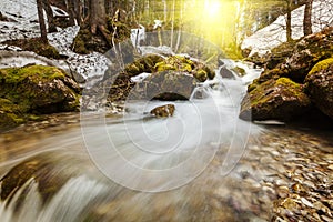 Cascade of Sibli-Wasserfall. Rottach-Egern, Bavaria, Germany