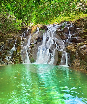 Cascade Vacoas waterfall. Mauritius