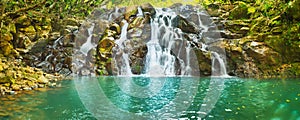 Cascade Vacoas waterfall. Mauritius. Panorama