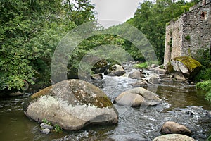 Cascade and Waterfalls near La Bodiniere,L`Yon River Vendee, France