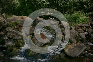 Cascade and Waterfalls near La Bodiniere,L`Yon River Vendee, France