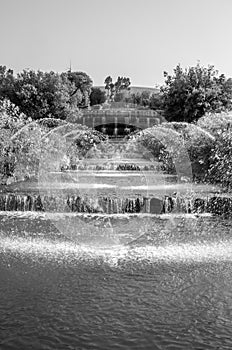 Cascades Garden of the Waterfalls of fountains in Rome, Italy