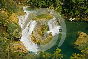 Cascades and lake in the Krka national park