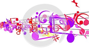 Cascading musical notes