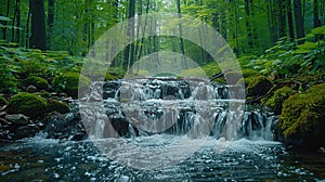 Cascading Stream in Lush Forest