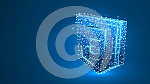 Cascading Style Sheets coding language css sign. Device, programming, developing concept. Abstract, digital, wireframe, low poly