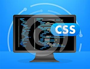 Computer screen showing css code programming web development