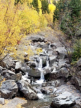 Cascading Water in Colorado during Autumn near Ouray