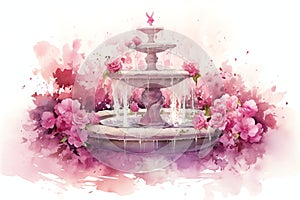 Cascading Water Fountain Valentine Day background