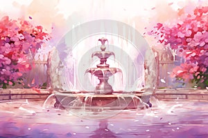 Cascading Water Fountain Valentine Day background