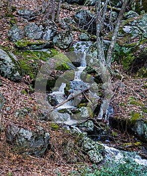 A Cascading Waterfall in the Blue Ridge Mountains