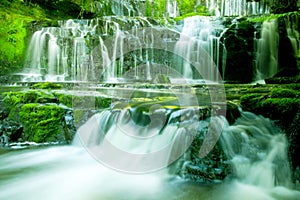 Cascading Waterfall Greenery Beautiful Nature Concept