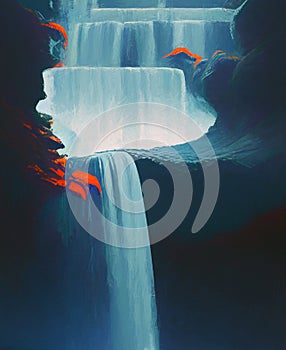 Cascading waterfalls - abstract digital art