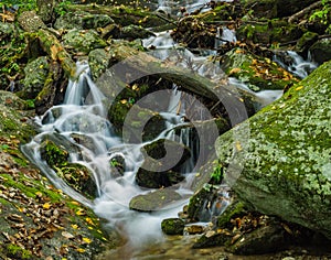 Cascading waterfalls in Blue Ridge Mountains of Virginia, USA