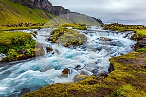 Cascading waterfalls in Iceland