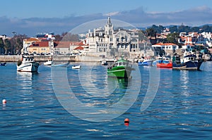 Cascais Marina in Cascais in Portugal with boats in the harbor. Cascais is located near Estoril and Lisbon