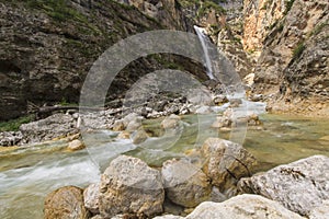 Cascate di Fanes in Dolomiti mountains near Cortina dÂ´Ampezzo