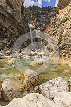 Cascate di Fanes in Dolomiti mountains near Cortina dÃÂ´Ampezzo photo