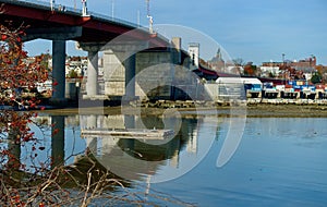 Casco Bay Bridge in Portland, Maine, and Portland skyline, November, 2020 photo