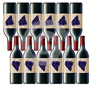 A case of 12 bottles of red wine is shown in this image