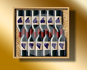 A case of 12 bottles of red wine is shown in this image