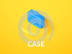 Case isometric icon, isolated on color background
