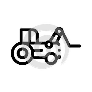 Case Loader Tractor Vehicle Vector Thin Line Icon