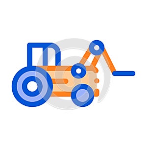 Case Loader Tractor Vehicle Vector Thin Line Icon