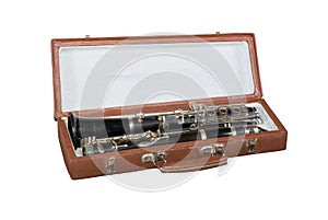 Case with an old clarinet