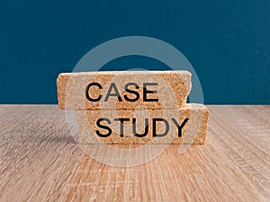 Case stady symbol. Concept words Case stady on brick blocks.