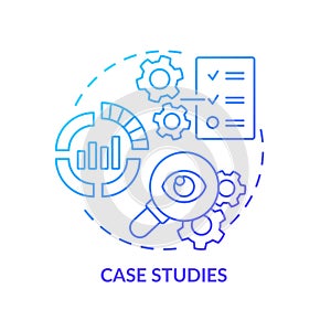 Case studies blue gradient concept icon
