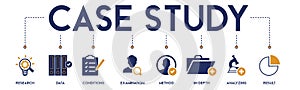 Case study banner web icon vector illustration concept with icon and symbol