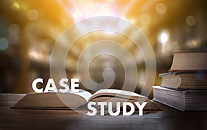 CASE STUDY CONCEPT Book in library with old ollege students stud