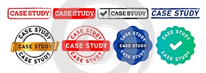 case study rectangle circle stamp and seal badge ribbon label sticker for analysis symbol