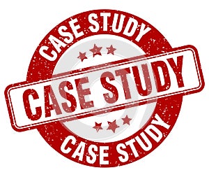 case study stamp. case study label. round grunge sign